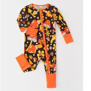 Mushroom Baby Girls Bamboo Fiber Romper Jumpsuit Pajamas Sleeper